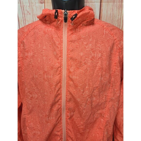Asics Womens Windbreaker Running Jacket Large Coral Hooded - Picture 3 of 10